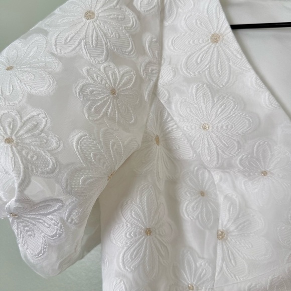 Lilly Pulitzer Citra Embroidered Puff Sleeve Floral Shift Dress White‎ Gold 00 - Picture 11 of 13